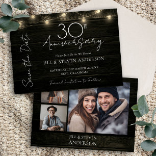 30. Jubiläumsfeier Rustikale Holzlichter Save The Date