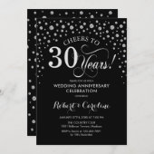 30. Jubiläumsfeier - Silberschwarz Einladung (Vorne/Hinten)