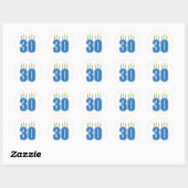30 Kerzen (blau / grün) Runder Aufkleber (Blatt)