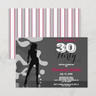 30 & KOKETT Modern 30. Geburtstag Hot Pink Stilvol Einladung