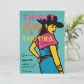 30 Kokett Thriving Western Comic 30. Geburtstag Einladung (Stehend Vorderseite)