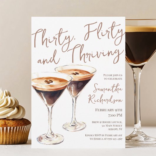 30 Kokett und Thriving Martini 30. Geburtstag Einladung