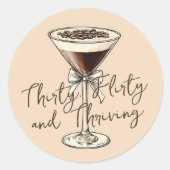 30 Koketter und florierender Cocktail 30. Geburtst Runder Aufkleber (Vorderseite)