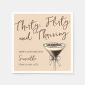 30 Koketter und florierender Cocktail 30. Geburtst Serviette (Vorderseite)