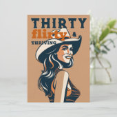 30 Koketter Western Retro 30. Geburtstag Einladung (Stehend Vorderseite)