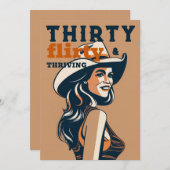 30 Koketter Western Retro 30. Geburtstag Einladung (Vorne/Hinten)
