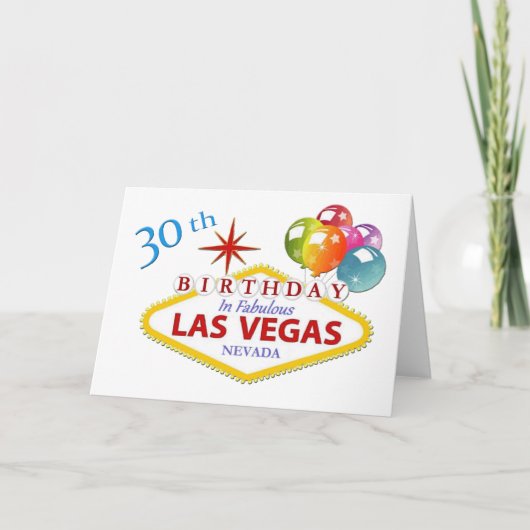 30. Las Vegas-Geburtstags-Karten-Standard (5" x Karte (Vorderseite)