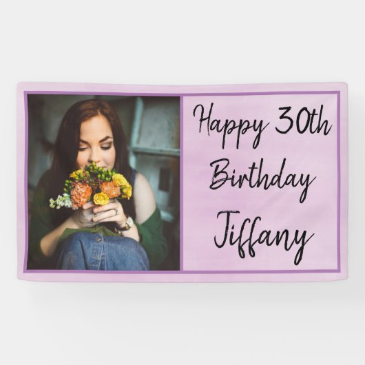 30. Lila Foto Happy Birthday Banner (Horizontal)