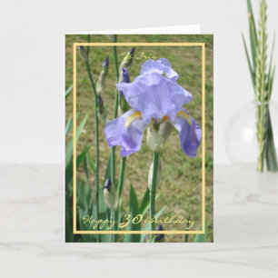 30. Lila Mauve Iris eleganter Goldrahmen Karte