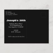 30. Mann zum Geburtstag Einladungspostkarte (Rückseite)