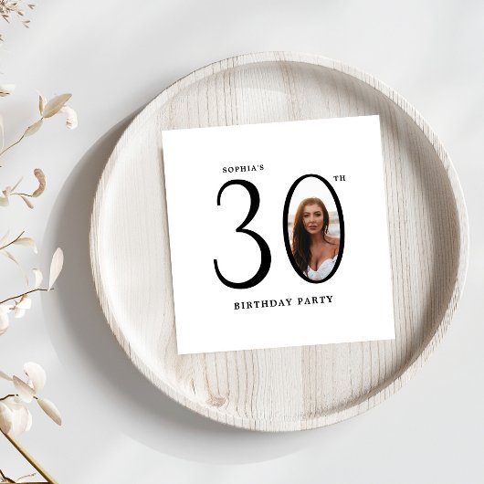 30 Minimal Foto 30. Geburtstag Serviette