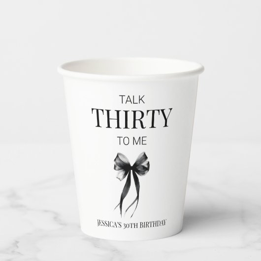 30 Minimalistisch Black Talk 30 zu Me Paper Cup Pappbecher (Rückseite)