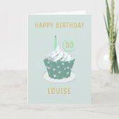 30. Mint Cupcake Happy Birthday Card Karte (Vorderseite)