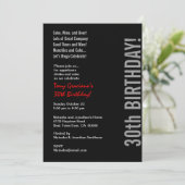 30. Modern Modern Birthday Schwarz-weiß Red Templa Einladung (Stehend Vorderseite)