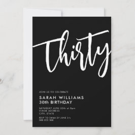 30 moderne Schwarz und Weiß 30. Geburtstag Einladung