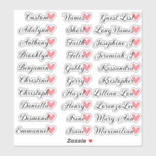 30 Namen benutzerdefinierte Gästeliste Kalligrafie Aufkleber