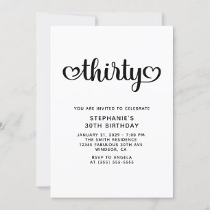 30 Niedlich Hearts Script 30. Geburtstag Einladung