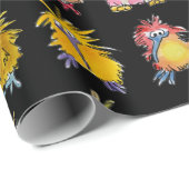 30 Niedliche Kiwi-Vogelarten auf Schwarz Geschenkpapier (Rolleneckpunkt)