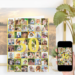 30. oder Geburtstagskarte mit großem Foto-Collage Karte