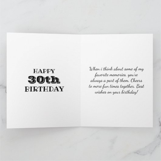 30. oder jedes Alter Foto Collage Big Birthday Car Karte (Innenseite)