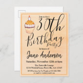 30. Orange Cupcake Geburtstag Einladungspostkarte (Vorne/Hinten)