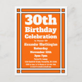 30. Orange Simple Birthday Einladung Postcard (Vorderseite)