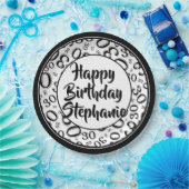 30. Party Random Number Pattern Schwarz/Weiß Pappteller (Party)