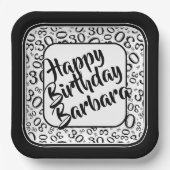 30. Party Random Number Pattern Schwarz/Weiß Pappteller (Vorderseite)