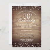 30. Pearl Anniversary Rustic Wood Confetti Einladung (Vorderseite)
