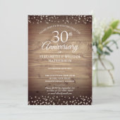30. Pearl Anniversary Rustic Wood Confetti Einladung (Stehend Vorderseite)
