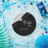 30. Pearl & Black Wedding Jubiläum Design Pappteller (Party)