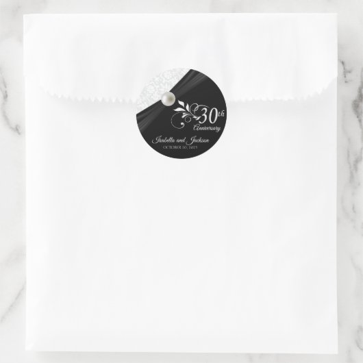 30. Pearl-Jubiläumsdesign Runder Aufkleber (Tasche)