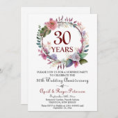 30. Pearl Überraschung Hochzeit Jahrestag Blumenko Einladung (Vorne/Hinten)