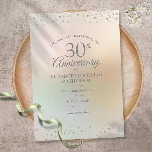 30. Pearl Wedding Anniversary Hearts Confetti Save The Date