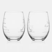 30. Pearl Wedding Anniversary Line Art Couple Weinglas Ohne Stiel (Links)