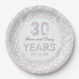 30. Pearl Wedding Anniversary Paisley Pattern Pappteller