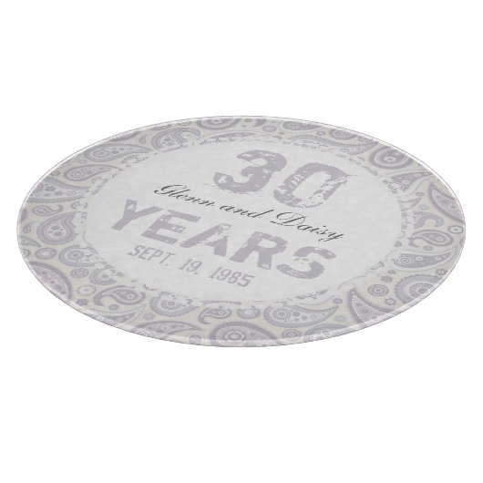 30. Pearl Wedding Anniversary Paisley Pattern Schneidebrett (Ecke)