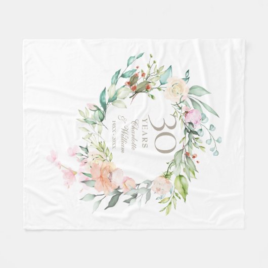30. Pearl Wedding Jubiläum Blumengarten Fleecedecke (Vorderseite (Horizontal))