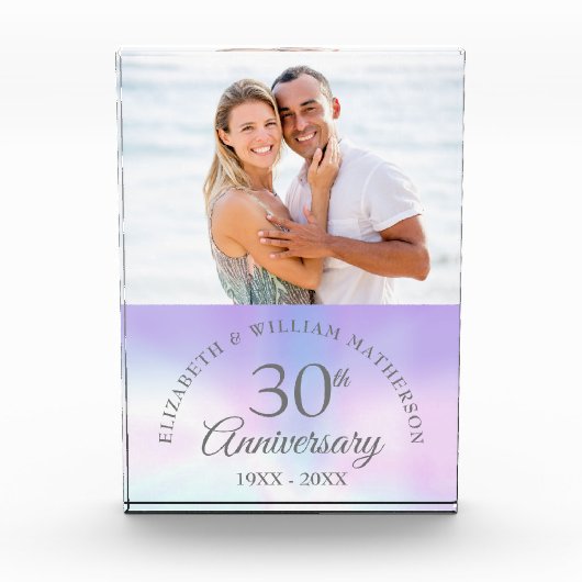 30. Pearl Wedding Jubiläum Elegant Fotoblock (Vorderseite)