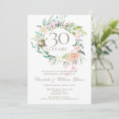 30. Pearl Wedding Jubiläum Rose Grüne Einladung (Stehend Vorderseite)
