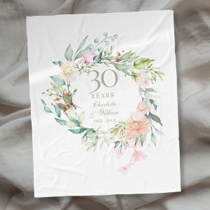 30. Perlen-Hochzeitsjubiläum Florale Girlande Fleecedecke
