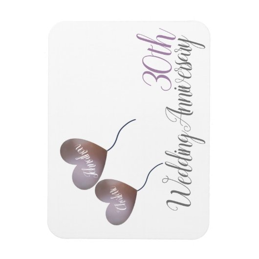 30. Perlen-Hochzeitstag-Herzballone Magnet (Vertikal)