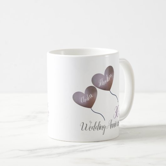 30. Perlenhochzeit Geschenk Kaffee Tasse (VorderseiteRechts)