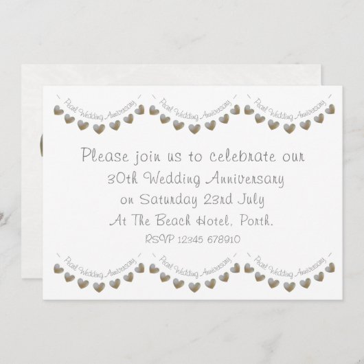 30. Perlenhochzeitjubiläum Einladung (Vorne/Hinten)