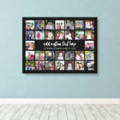 30 Photo Collage Grid - 2 Text boxes - black white Leinwanddruck (Insitu (Holzboden))