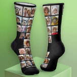 30 Photos - pic grid all over with one line text Socken<br><div class="desc">Add 30 photos and create a fun design to wear this holiday season or all year around.</div>