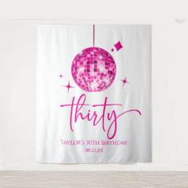 30 Pink Disco Ball 30. Geburtstag Party Wandteppich