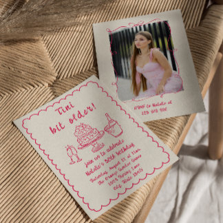 30. Pink Hand Drawn Champagner Cake Geburtstags-Fo Einladung