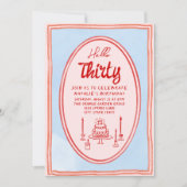 30. Pink Hand Gezeichnet Cake Foto Geburtstag Einladung (Vorderseite)