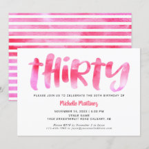 30 Pink Watercolor Wash 30. Geburtstagsfrau